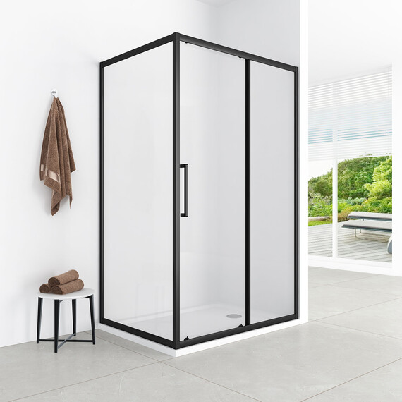 Душевое ограждение Loranto 120x80 см CS-AB02B-128, чёрный матовый/прозрачное фото 6