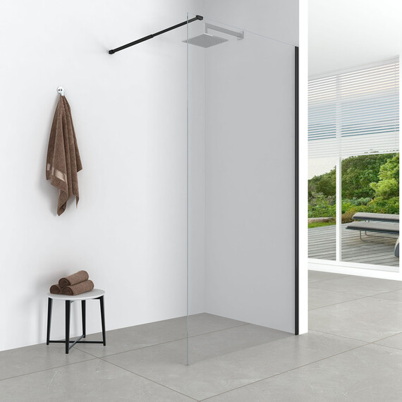 Душевая перегородка Loranto Walk-in 120 см CS-W04B-120 (стекло 8 мм) чёрный матовый/прозрачное фото 5