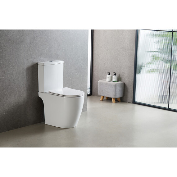 Унитаз-компакт безободковый Azario LEO TORNADO FLUSHING AZ-1253CT с тонкой крышкой микролифт (система смыва Торнадо) фото 11