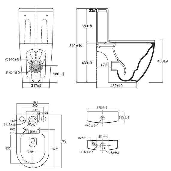 Унитаз-компакт безободковый Azario LEO TORNADO FLUSHING AZ-1253CT с тонкой крышкой микролифт (система смыва Торнадо) фото 15