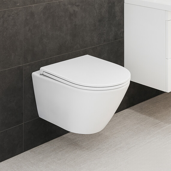 Унитаз подвесной безободковый Azario VELA AZ-2480 с тонкой крышкой микролифт (Система смыва торнадо) фото 13