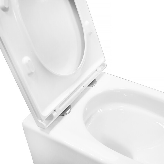 Унитаз подвесной безободковый Azario VELA AZ-2480 с тонкой крышкой микролифт (Система смыва торнадо) фото 7