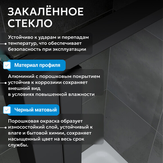 Душевое ограждение Abber Sonnenstrand 100х85 см AG04100BS-S85B, чёрный/прозрачное фото 8