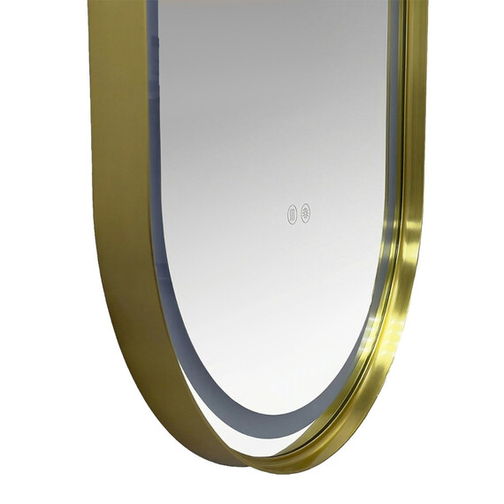 Зеркало Azario Блейк 50 см АZ-LED011625 (подсветка, подогрев и сенсорный выключатель) золото матовое фото 3