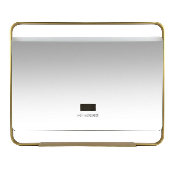 Зеркало Azario Дарья 100 см АZ-LED013825 (подсветка, bluetooth, подогрев и сенсорный выключатель) золото матовое фото 