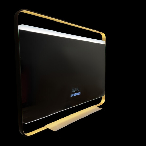 Зеркало Azario Дарья 100 см АZ-LED013825 (подсветка, bluetooth, подогрев и сенсорный выключатель) золото матовое фото 4