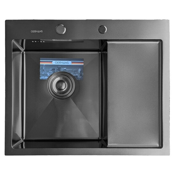 Кухонная мойка Gerhans K35848B-L 1 мм, PVD графит, Цвет производителя: графит фото 