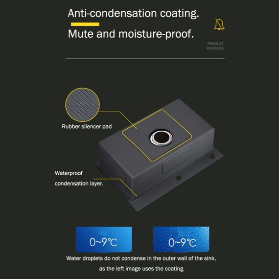 Кухонная мойка Gerhans K35848B-L 1 мм, PVD графит, Цвет производителя: графит фото 7