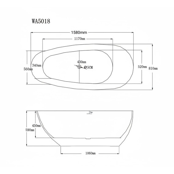 Ванна отдельностоящая Grossman Fly 160x80 см GR-1103M, белый матовый, Размер - мм: 1600х800 фото 5