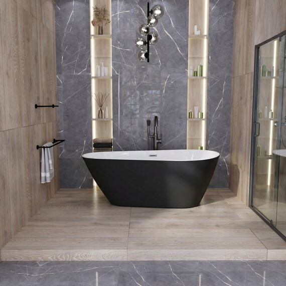 Ванна отдельностоящая Grossman Fly 170x80 см GR-1102MB, черный матовый, Размер - мм: 1700х800 фото 4