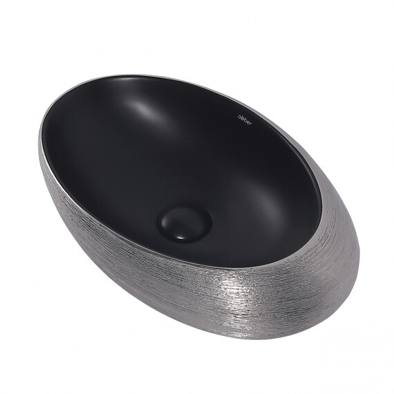 Раковина-чаша Abber Bequem 49 см AC2107BS, чёрный матовый с серебром фото 3