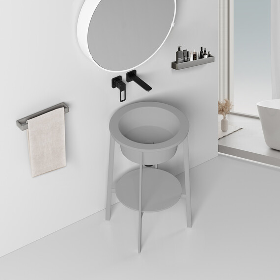 Раковина с консолью Abber Bequem 50 см AC2130MG, серый матовый фото 3