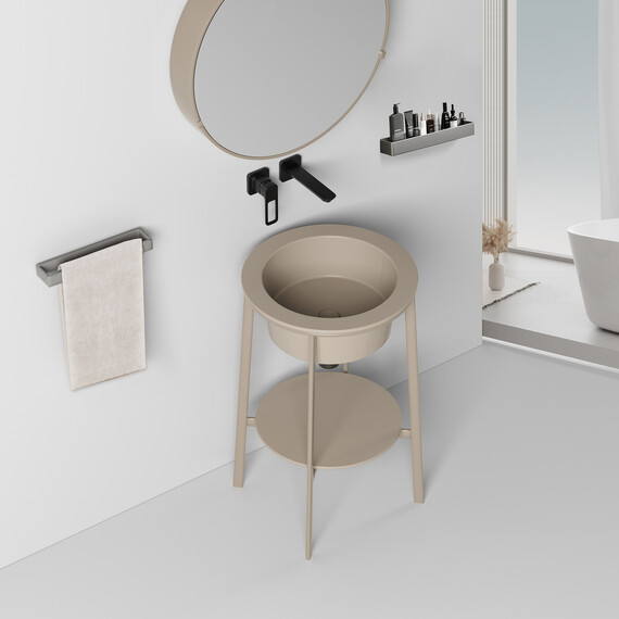 Раковина с консолью Abber Bequem 50 см AC2130MK, хаки матовый фото 3