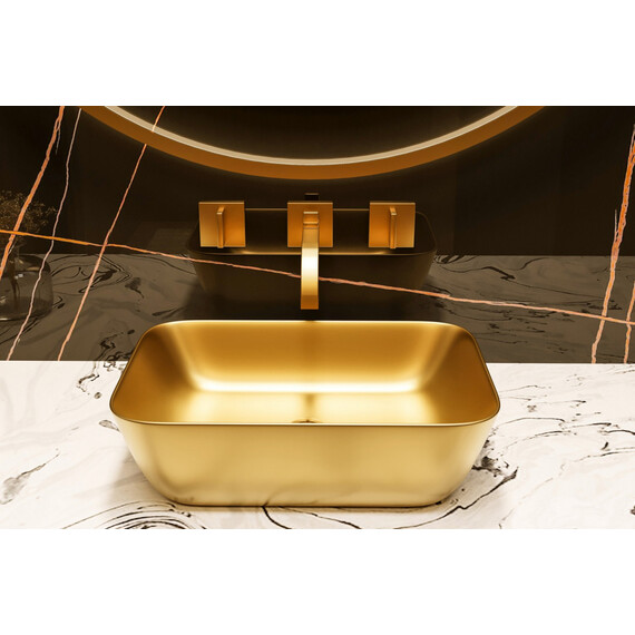 Раковина-чаша Abber Rechteck 46 см AC2200MMG, золото матовое фото 6