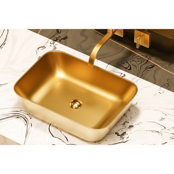 Раковина-чаша Abber Rechteck 46 см AC2200MMG, золото матовое фото 7