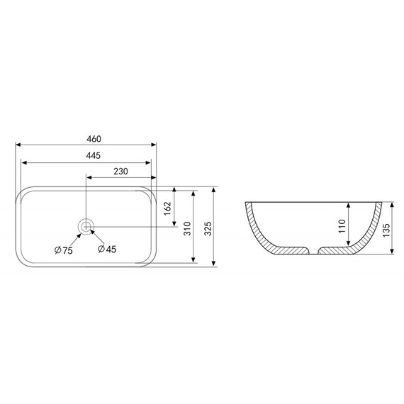 Раковина-чаша Abber Rechteck 46 см AC2200MMG, золото матовое фото 8