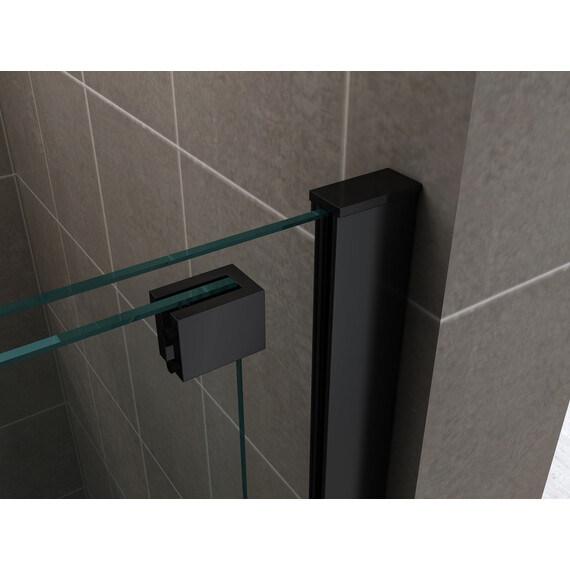 Душевая перегородка Abber Komfort 100 см AG09100B (стекло 8 мм) с кронштейном, чёрный/прозрачное фото 3