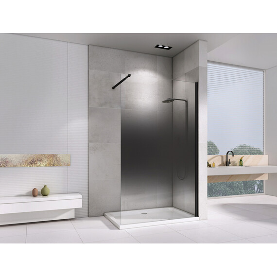 Душевая перегородка Abber Immer Offen 100 см AG69103BS с кронштейном, чёрный/тонированное фото 2