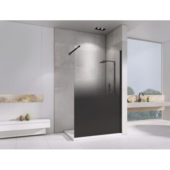 Душевая перегородка Abber Immer Offen 120 см AG69121BD с кронштейном, чёрный/тонированное фото 2
