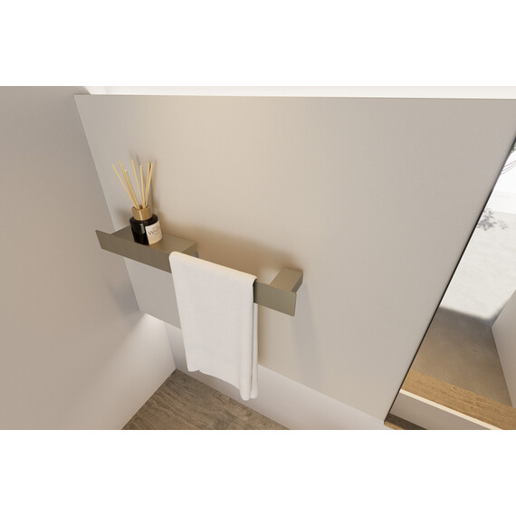 Полка с полотенцедержателем Abber Nischen AN3011BST, цвет сталь брашированная фото 2