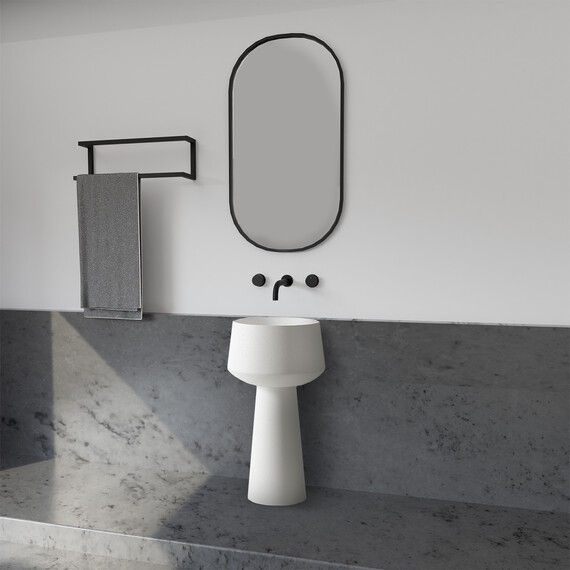 Раковина напольная Abber Stein 50 см AS2508-H, белый матовый фото 2