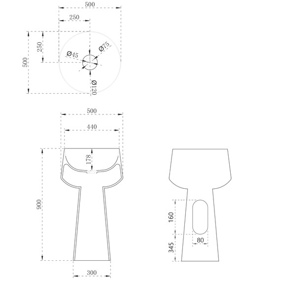 Раковина напольная Abber Stein 50 см AS2508-H, белый матовый фото 5