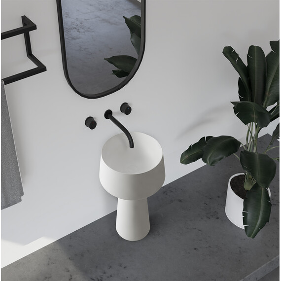 Раковина напольная Abber Stein 50 см AS2508-H, белый матовый фото 3