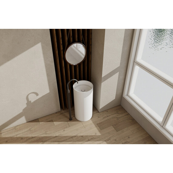 Раковина напольная Abber Stein 40 см AS2516-H, белый матовый фото 2