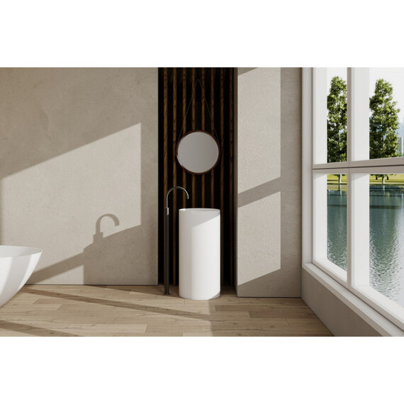 Раковина напольная Abber Stein 40 см AS2516, белый матовый фото 4