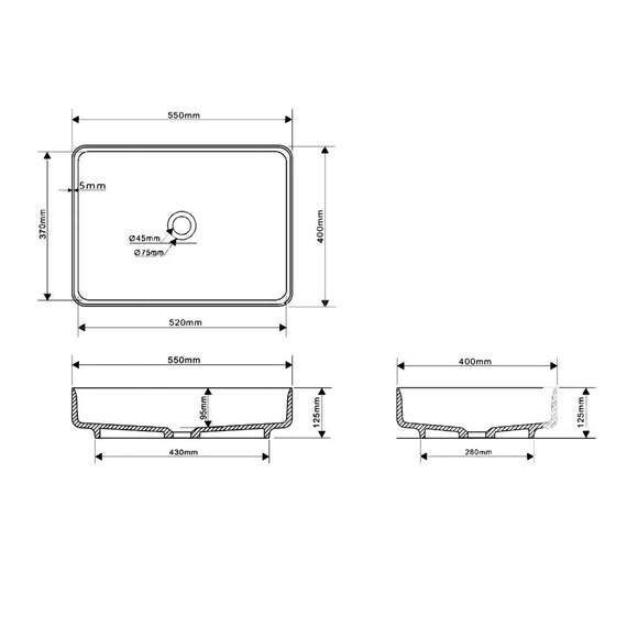 Раковина-чаша Abber Stein 55 см AS2629, белый матовый фото 8