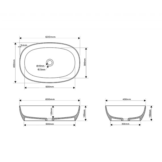 Раковина-чаша Abber Stein 60 см AS2633, белый матовый фото 9