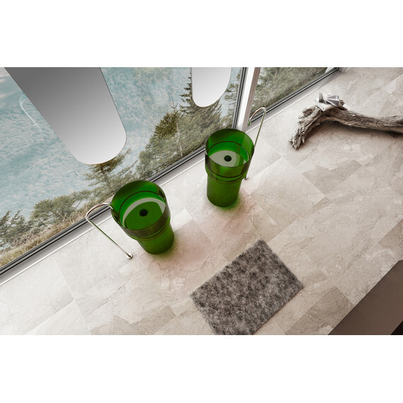 Раковина напольная прозрачная Abber Kristall 45 см AT2701Emerald-H, зеленый фото 3