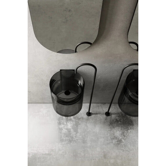 Раковина подвесная прозрачная Abber Kristall 42 см AT2704Onyx, чёрный фото 4