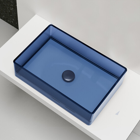 Раковина-чаша прозрачная Abber Kristall 60 см AT2803Saphir, синий фото 