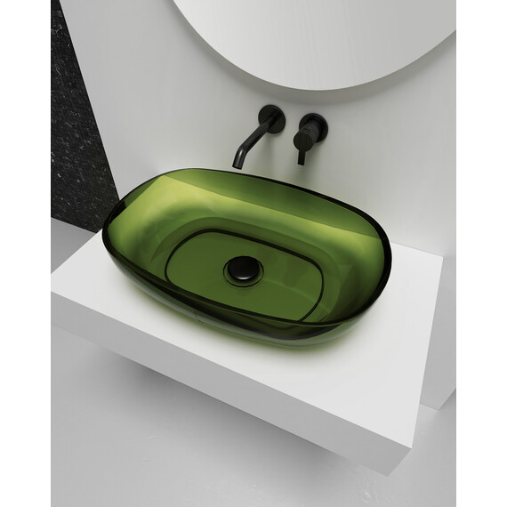 Раковина-чаша прозрачная Abber Kristall 60 см AT2805Emerald, зелёный фото 3