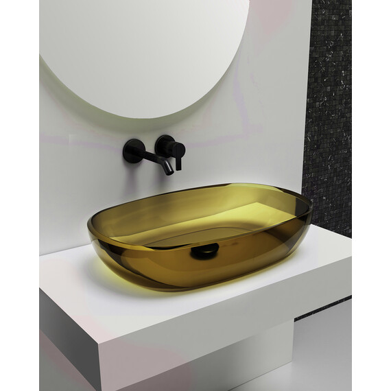 Раковина-чаша прозрачная Abber Kristall 60 см AT2805Vesuvian, оливковый фото 2