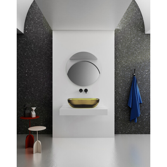 Раковина-чаша прозрачная Abber Kristall 60 см AT2805Vesuvian, оливковый фото 4