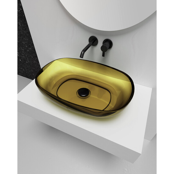 Раковина-чаша прозрачная Abber Kristall 60 см AT2805Vesuvian, оливковый фото 3