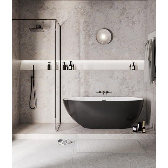 Ванна отдельностоящая Grossman Fly 170x75 см GR-1104MB, чёрный/белый матовый фото 4