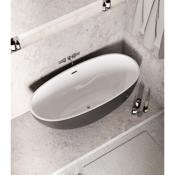 Ванна отдельностоящая Grossman Fly 170x75 см GR-1104MB, чёрный/белый матовый фото 5