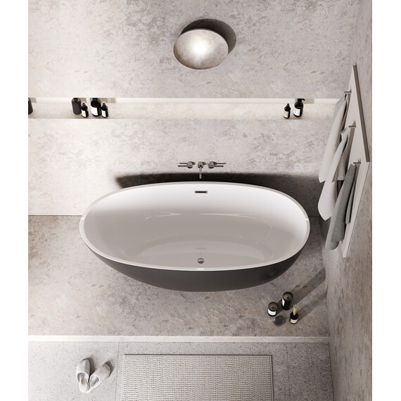 Ванна отдельностоящая Grossman Fly 170x75 см GR-1104MB, чёрный/белый матовый фото 6