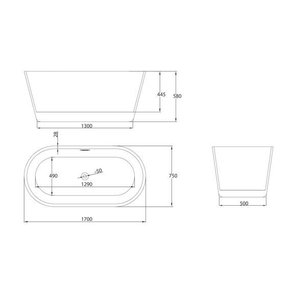 Ванна отдельностоящая Grossman Forta 170x75 см GR-1503 фото 7