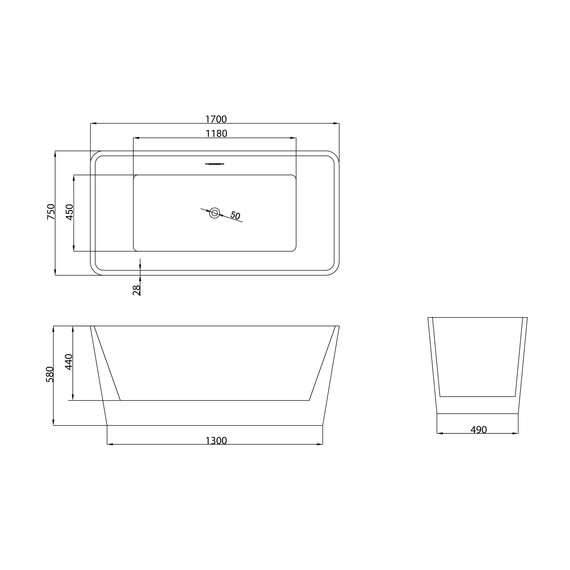 Ванна отдельностоящая Grossman Cristal 170x75 см GR-2022M, белый матовый фото 4