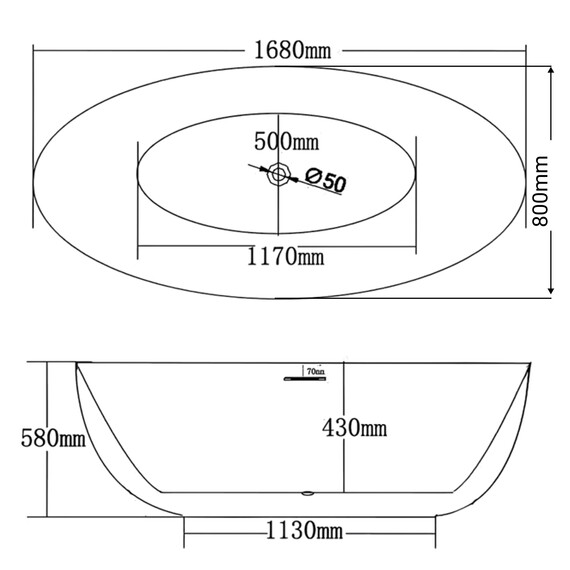 Ванна отдельностоящая Grossman Classic 170x87 см GR-2503MB, черный матовый фото 5