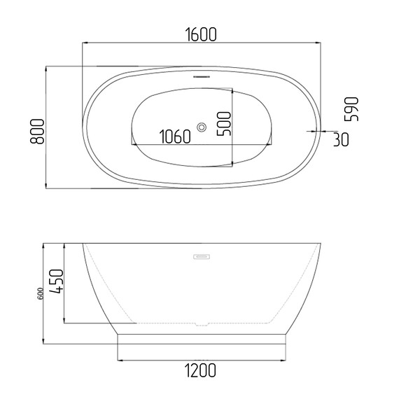 Ванна отдельностоящая Grossman Classic 160x80 см GR-2602 фото 4