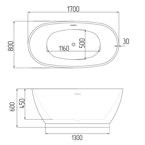 Ванна отдельностоящая Grossman Classic 170x80 см GR-2603 фото 4