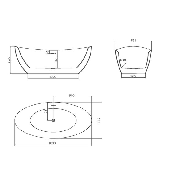 Ванна отдельностоящая Grossman Galaxy 180x85 см GR-1402M, белый матовый фото 6
