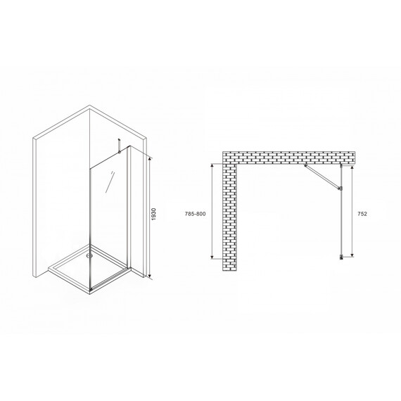 Боковая стенка Abber Zart 80 см Z80, хром/прозрачное фото 3