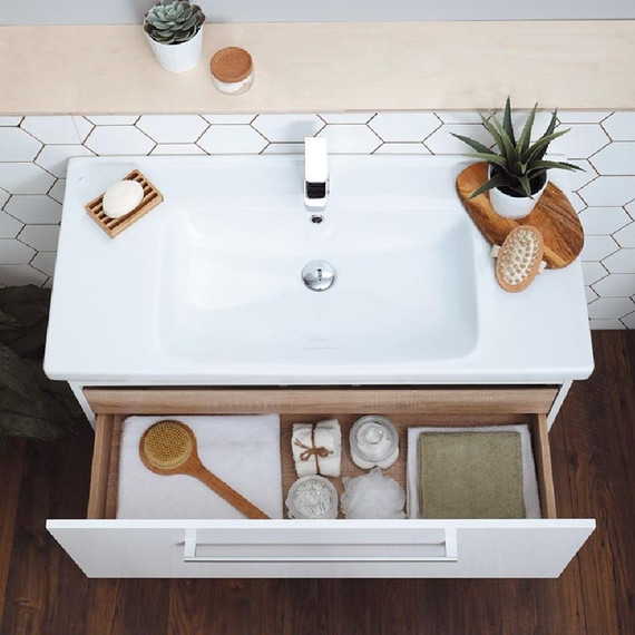 Тумба подвесная с раковиной Dreja Big Inn 80 см 77.0203W, белый фото 4