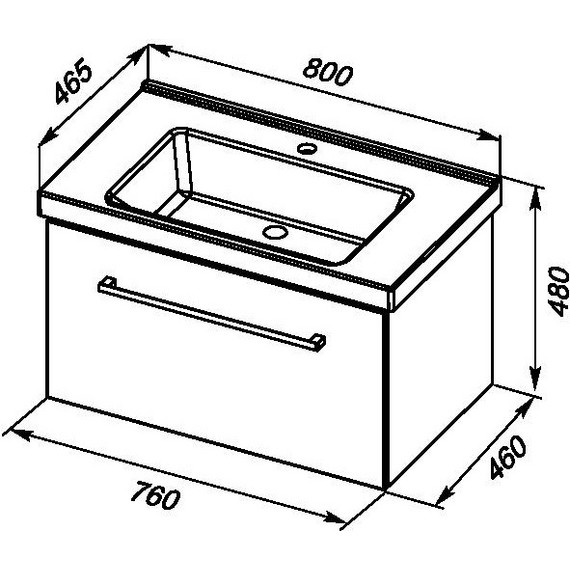 Тумба подвесная с раковиной Dreja Big Inn 80 см 77.0204D, дуб кантри фото 4